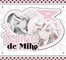 a picture of a girl with the name hallitt de miho written on it