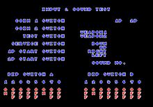 a black screen with the words input and sound test written on it