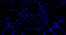 a blue background with a drawing of a monster in the center