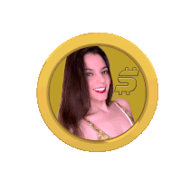 a picture of a woman in a circle with a dollar sign on it