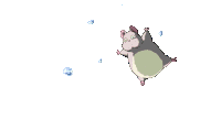 a cartoon character is flying through the air with bubbles around it