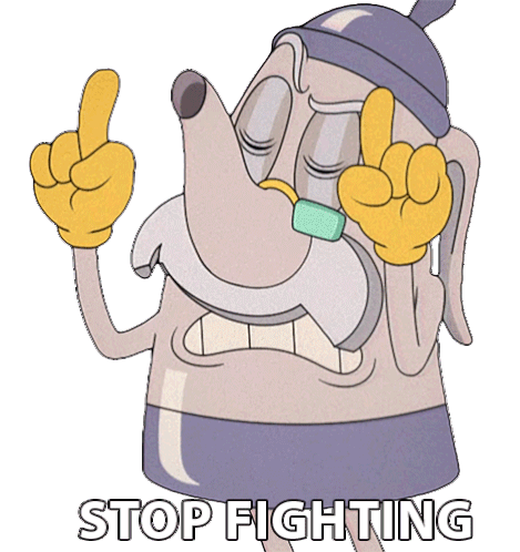 Stop Fighting Elder Kettle Sticker - Stop Fighting Elder Kettle The Cuphead Show Stickers