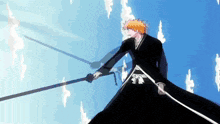 a cartoon character is holding a sword in the air