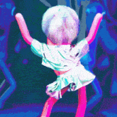 a colorful drawing of a person dancing with their arms outstretched