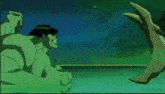 a pixelated image of hulk laying on a bed