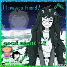 a picture of a girl with the words " i love you friend "