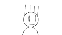 a drawing of a stick figure with a sad face
