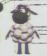 a close up of a cartoon sheep wearing a hat and a mask .