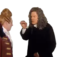 a man in a wig and a red jacket with the word abbabilis on it