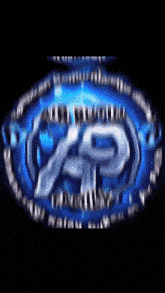 a blue and silver logo for a company called xp