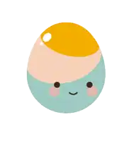 a blue and yellow egg with a smiling face on it