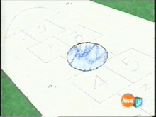 a cartoon of a girl playing hopscotch with the nick jr logo on the bottom