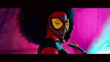 a woman in a superhero costume is smiling