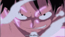 a close up of a person 's face with the words `` sois bien sure de '' written above it .