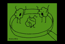 a drawing of a person doing a handstand in a frying pan