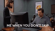 Ron Skip Parks And Rec Throw Computer Skip Meme GIF - Ron Skip Parks And Rec Throw Computer Skip Meme GIFs