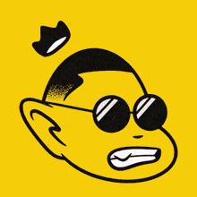 a yellow cartoon character wearing sunglasses and a hat