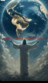 a painting of jesus with the words " good morning angel of hope " below him