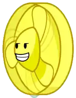 a yellow object with a face on it