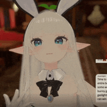 a video of a girl wearing bunny ears and a bow tie says time to animate some bunny gaslight can win