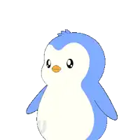 a blue and white penguin with the words nobody cares behind it