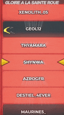 a screenshot of a game that says gloire a la sainte roue at the top