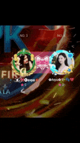a screenshot of a video game with two girls named avya and arpu on the screen