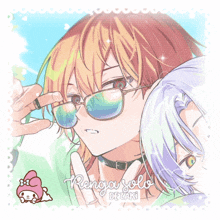 a drawing of a boy wearing sunglasses with the name renoa solo dezaki