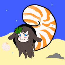 a drawing of a girl with a green clover on her head