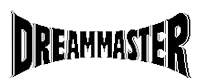 a pixel art logo for dreammaster in blue