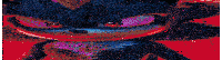 a close up of a cartoon character 's face on a red and blue background .