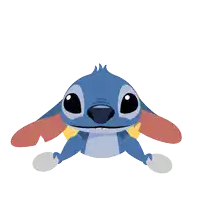 a cartoon of stitch covering his face with his eyes