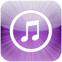 a purple music app icon with a white music note in a circle