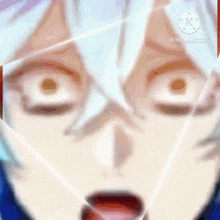 a close up of a person 's face with the words kinemaster on the bottom right