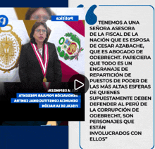 a video of a woman speaking in spanish with a play button