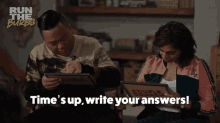 Times Up Write Your Answers Andrew Pham GIF - Times Up Write Your Answers Andrew Pham Camille Pham GIFs