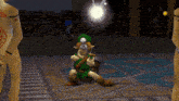 a cartoon character with a shield and a sword in a video game