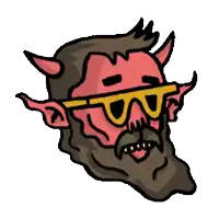 a cartoon of a devil wearing sunglasses and making a horn sign