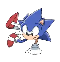 a cartoon drawing of sonic the hedgehog with a white background