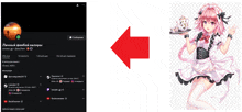 an arrow points to a picture of a girl in a maid dress