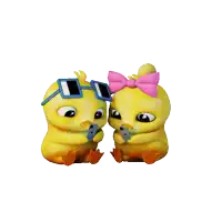 a boy and a girl chick are looking at their phones