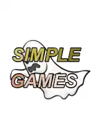 a logo for simple games with a ghost in the middle .