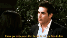 a man in a suit says i have got some news that i need to tell you