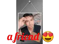 a picture of a man with the words a friend in red