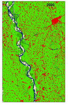 a green and red map with the year 2020