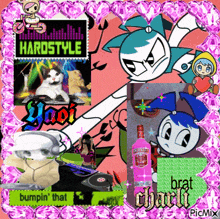 a collage of cartoon characters with the word hardstyle on top