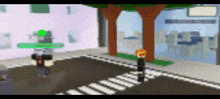 a pixel art of a person standing in a crosswalk .