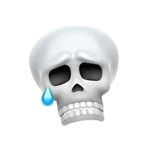 a skull with a tear coming out of it 's nose .