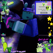 a picture of a space alien with a congratulations message on it