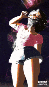 a pixel art of a woman dancing with the words zepeto 1h2g6v at the bottom